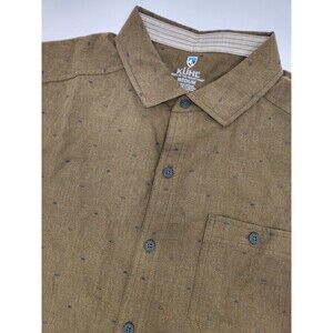 NWT Kuhl Intrepid Skorpio Shirt Men's M Brown Short Sleeve Button Up Linen Blend